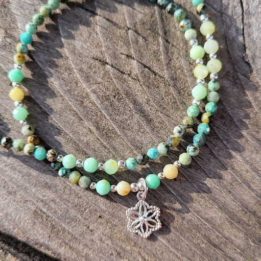 Kurze Halskette Chrysopras / Türkis