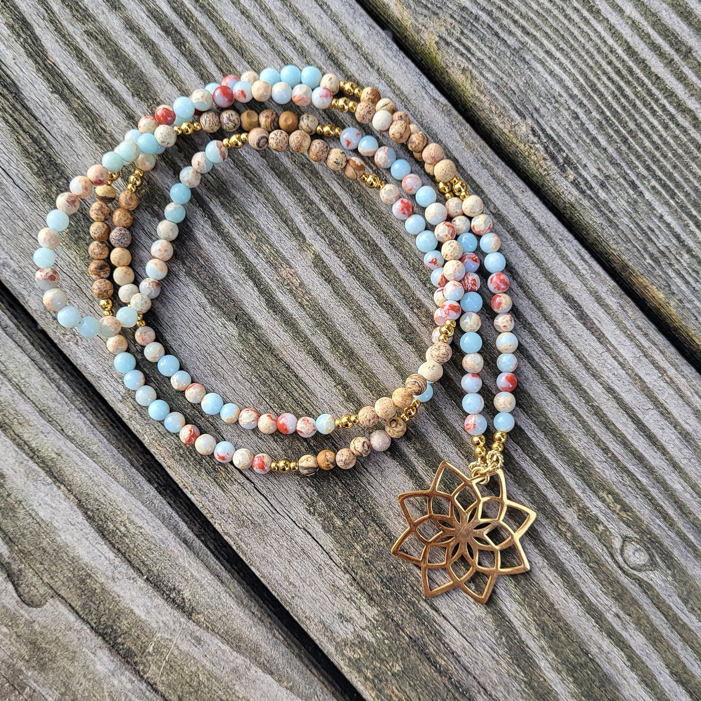 Lange Halskette Jaspis vergoldet