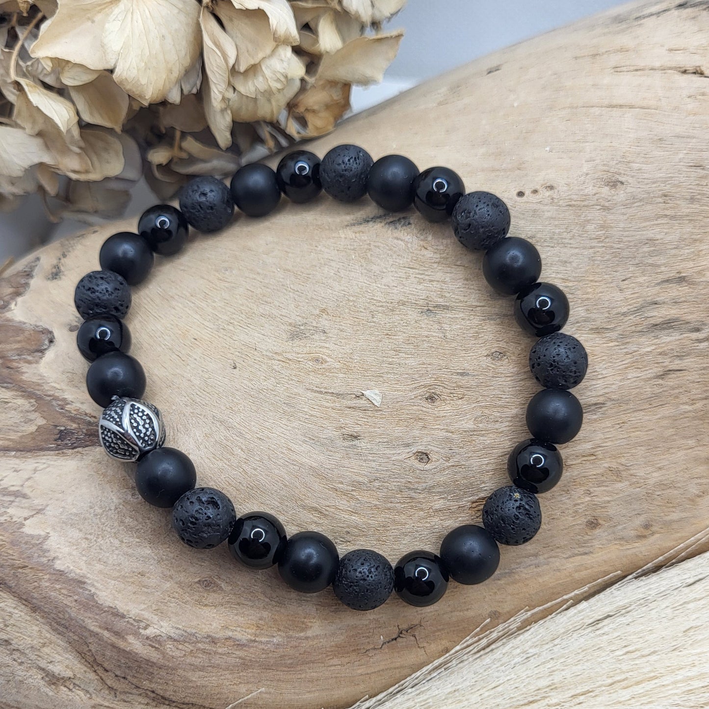 Herrenarmband Onyx /Lava (8mm)