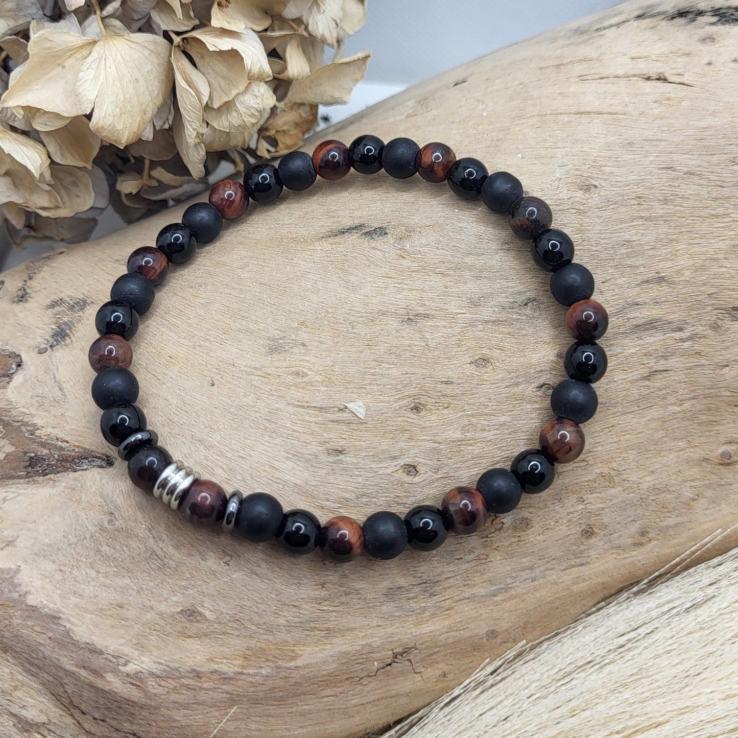 Herrenarmband Onyx/ Tigerauge (6mm)