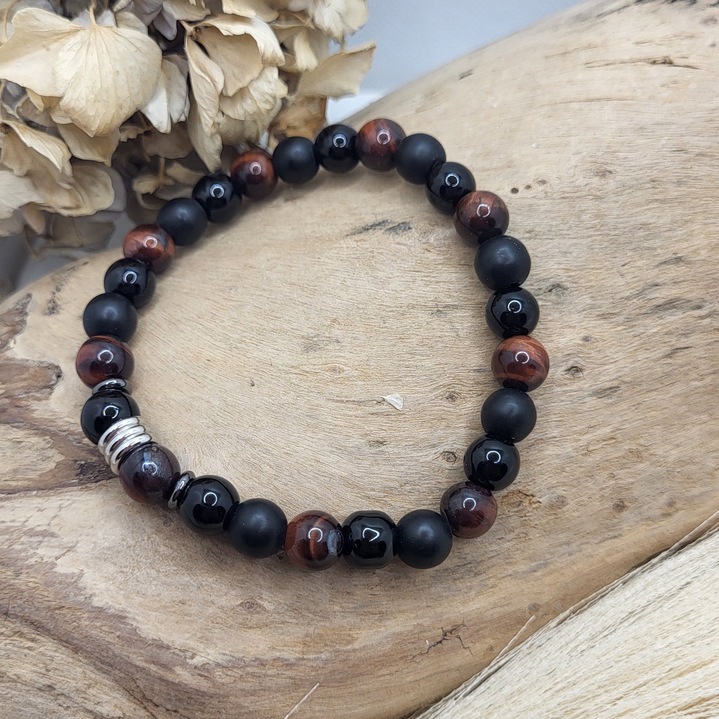 Herrenarmband Onyx/ Tigerauge (8mm)