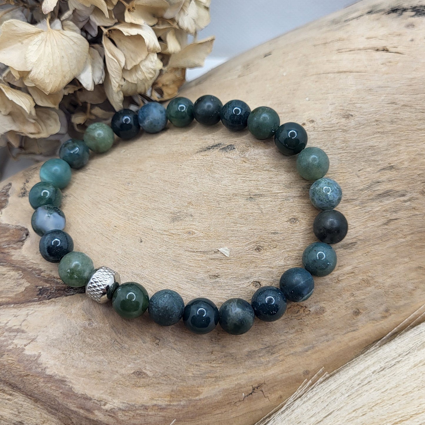 Herrenarmband Moosachat (8mm)