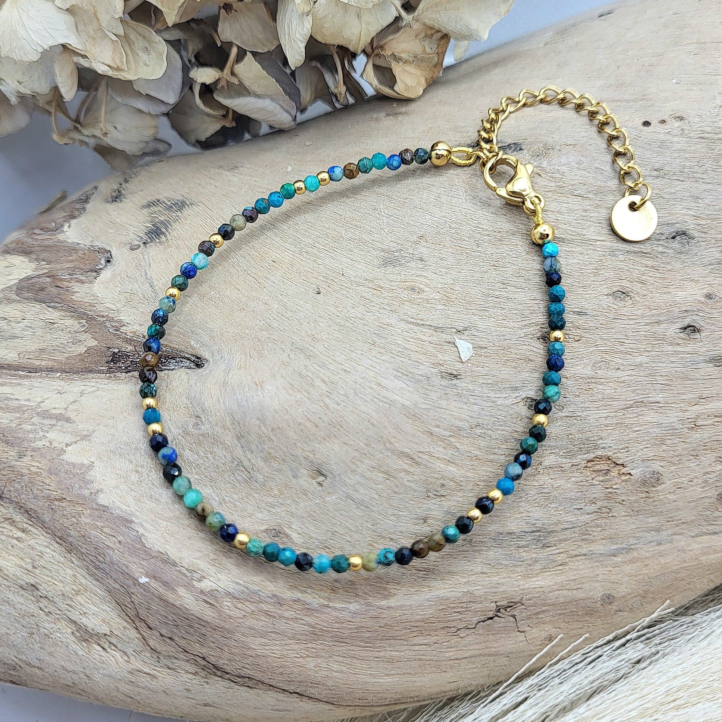 Armband Chrysokoll vergoldet ( 2.5mm)