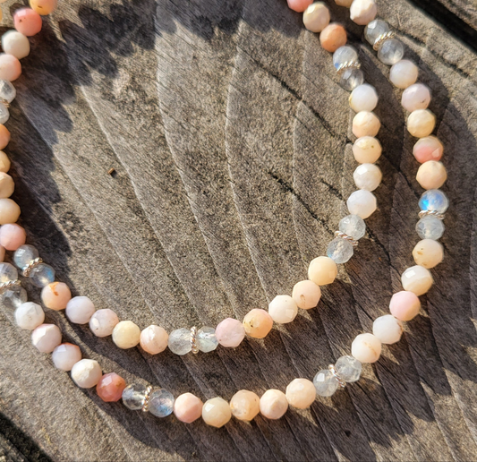 Kurze Halskette Andenopal / Labradorit