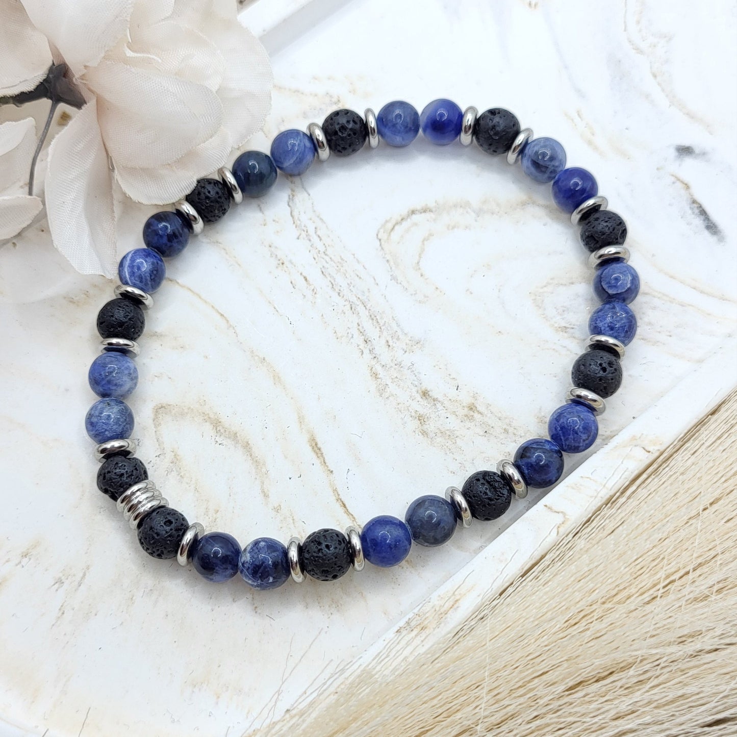 Herrenarmband Sodalith / Lava (6mm)