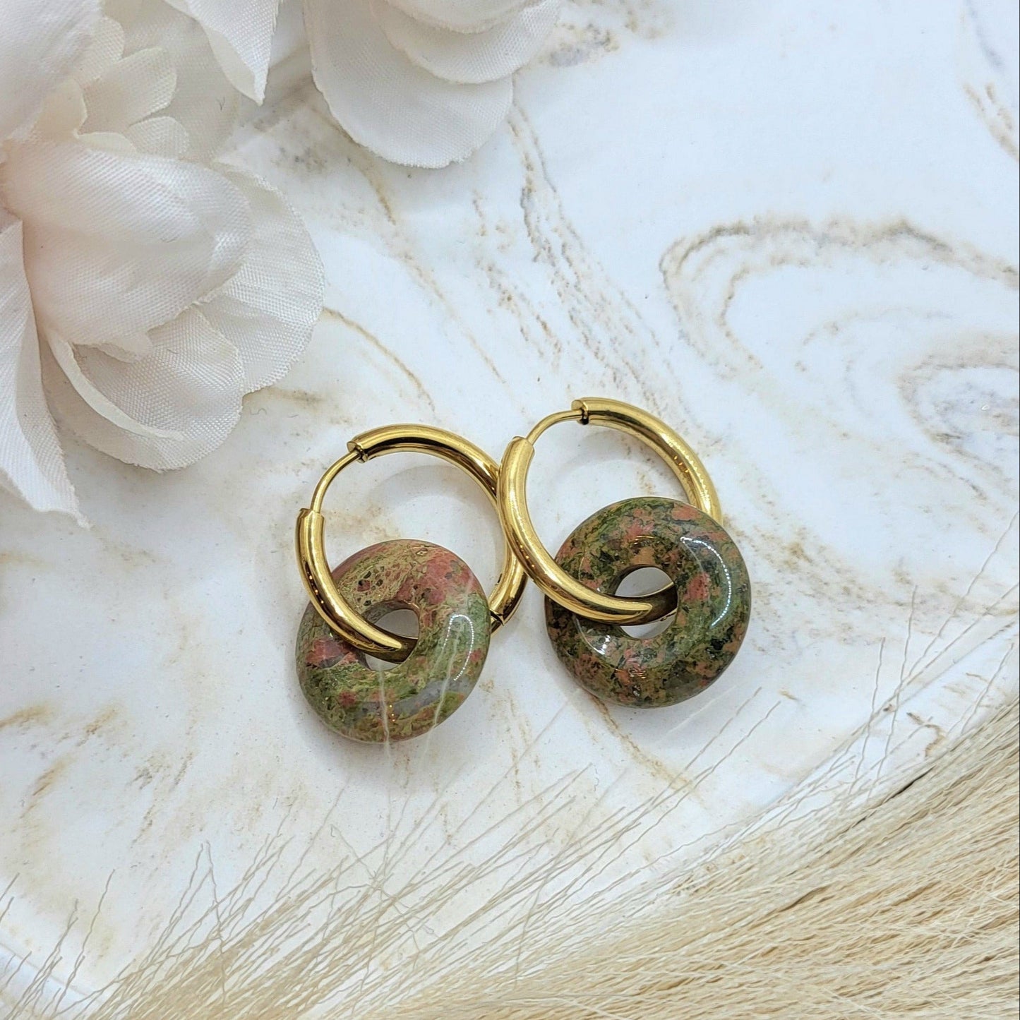 Creolen Unakit vergoldet