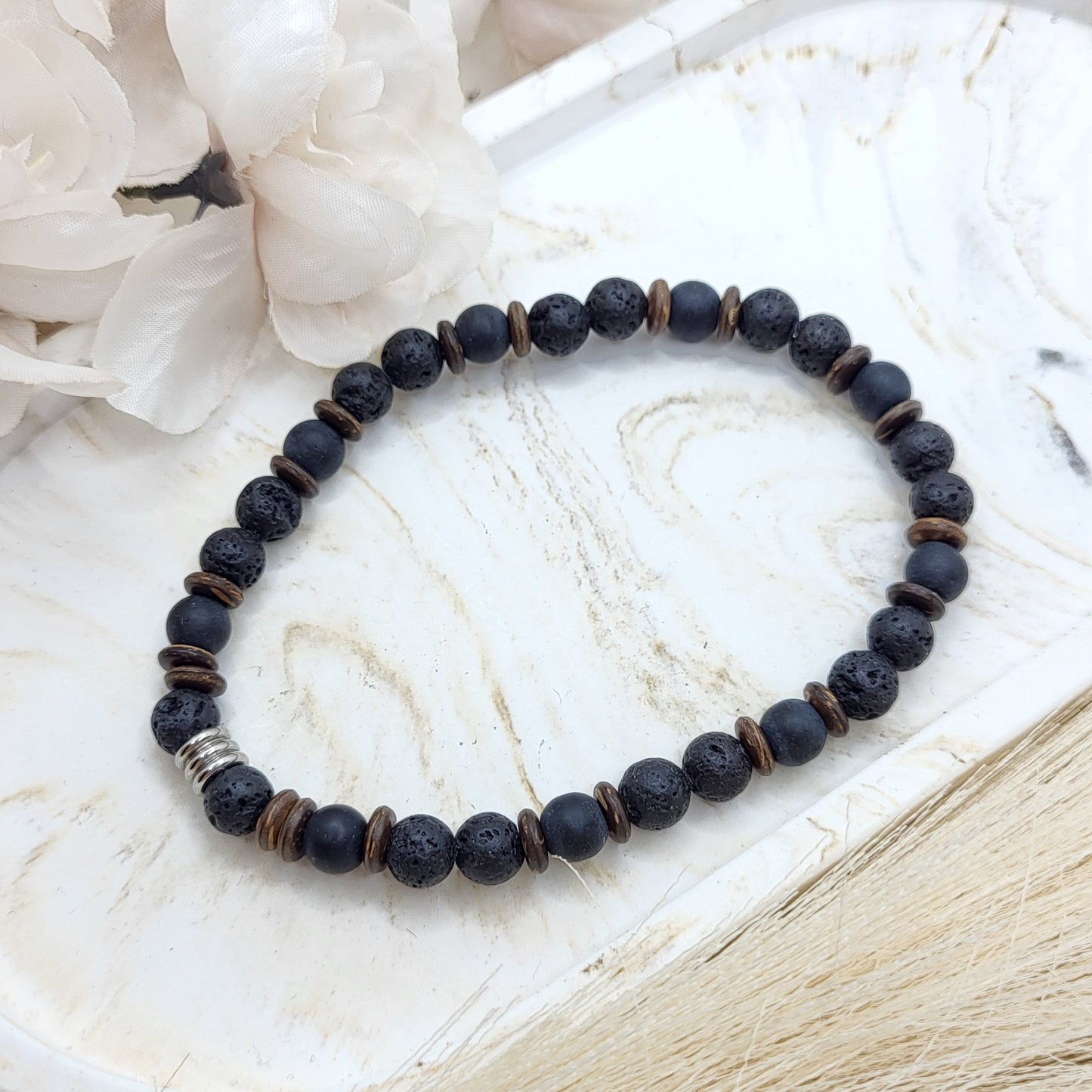 Herrenarmband Lava / Onyx (6mm)