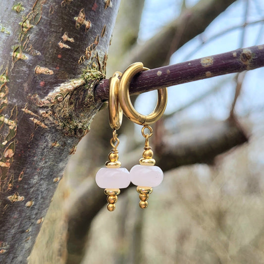 Creolen Rosenquarz vergoldet