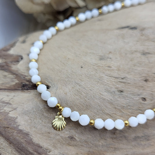 Fusskette Perlmutt vergoldet