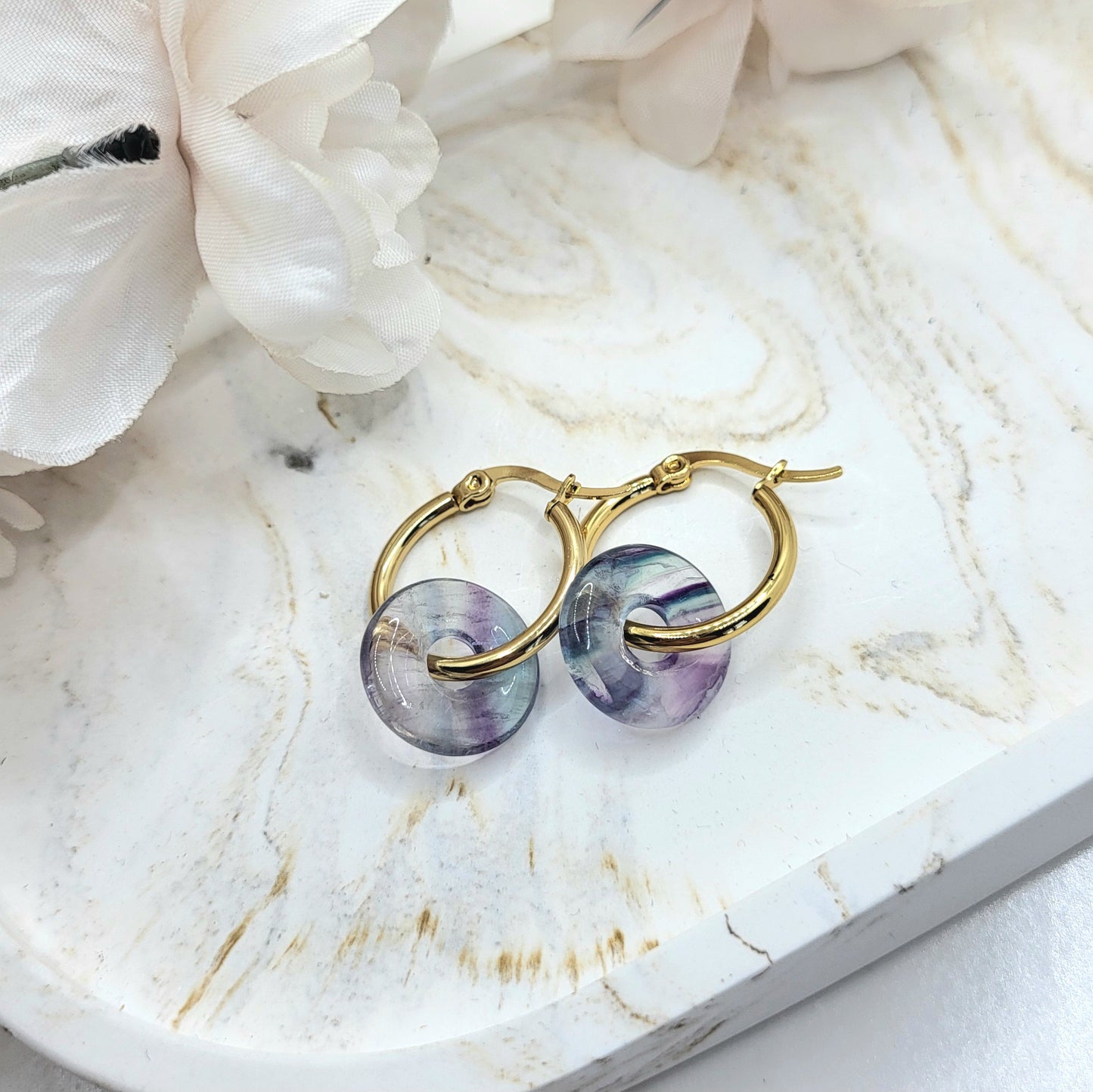 Creolen Fluorit vergoldet