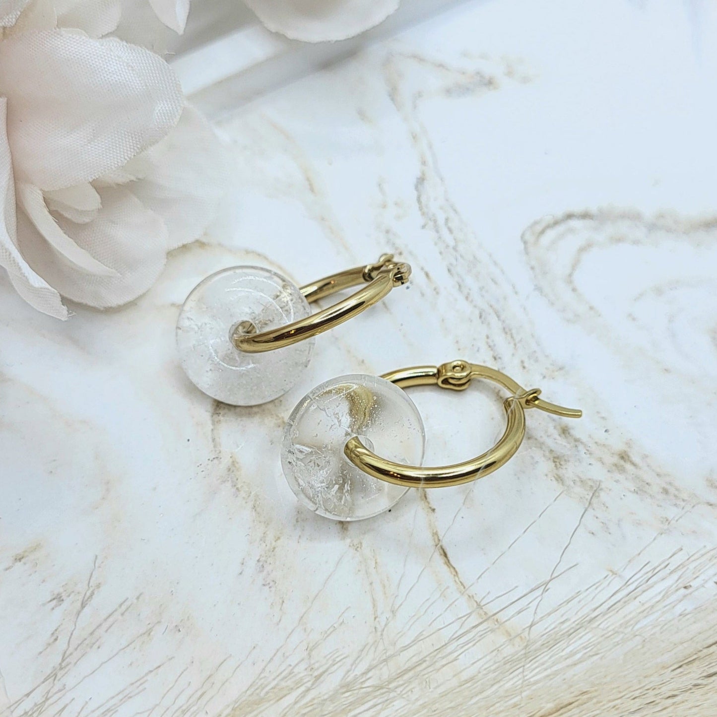 Creolen Bergkristall vergoldet