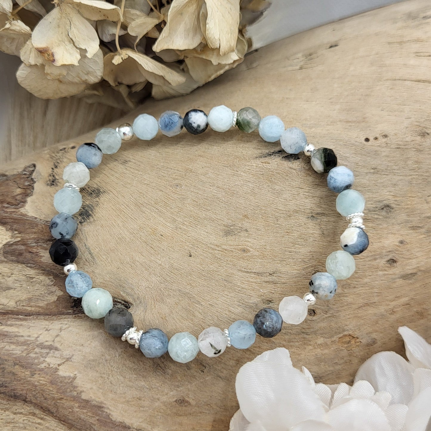 Armband Aquamarin (6mm) Gr. S
