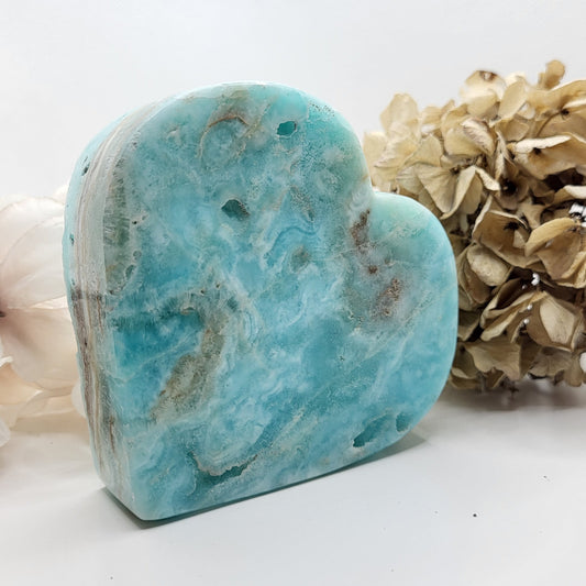 Blaues Aragonit Herz 8,5cm