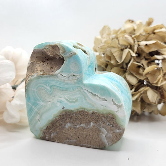 Blaues Aragonit Herz 7,5cm