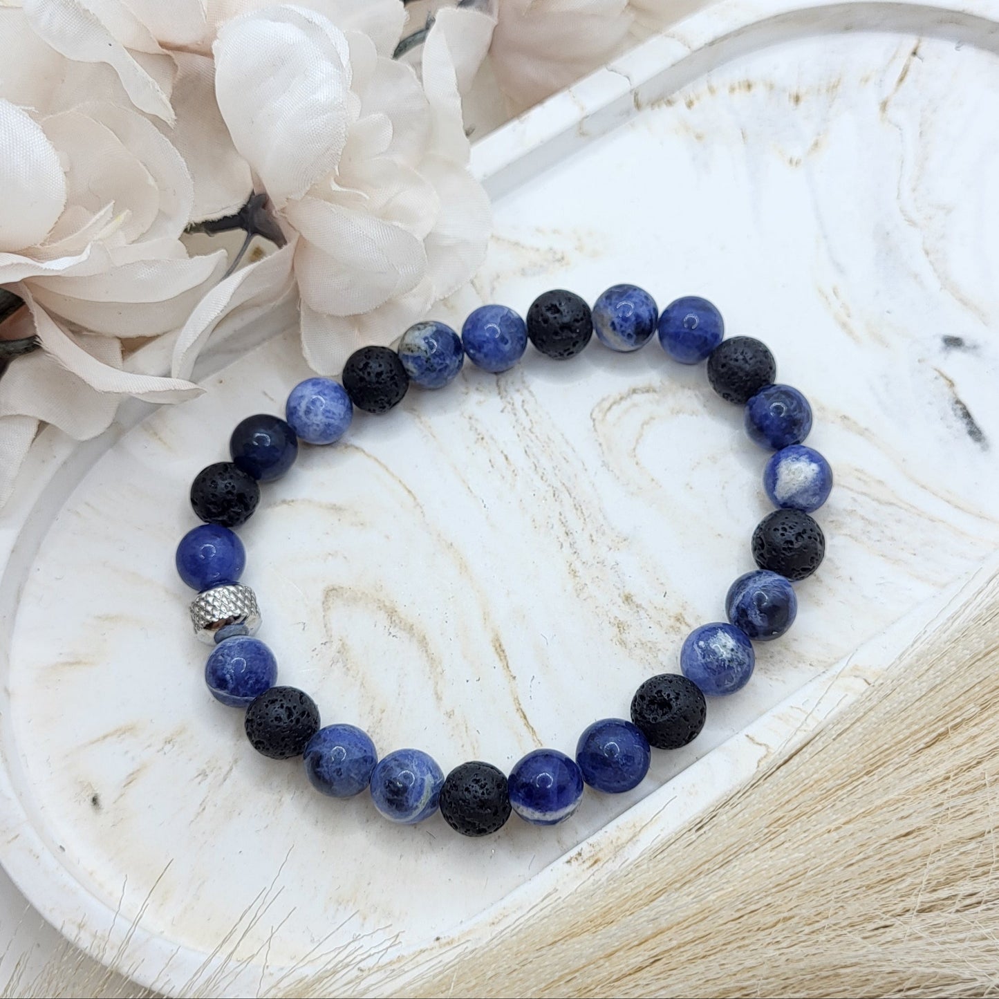 Herrenarmband Sodalith / Lava (8mm)