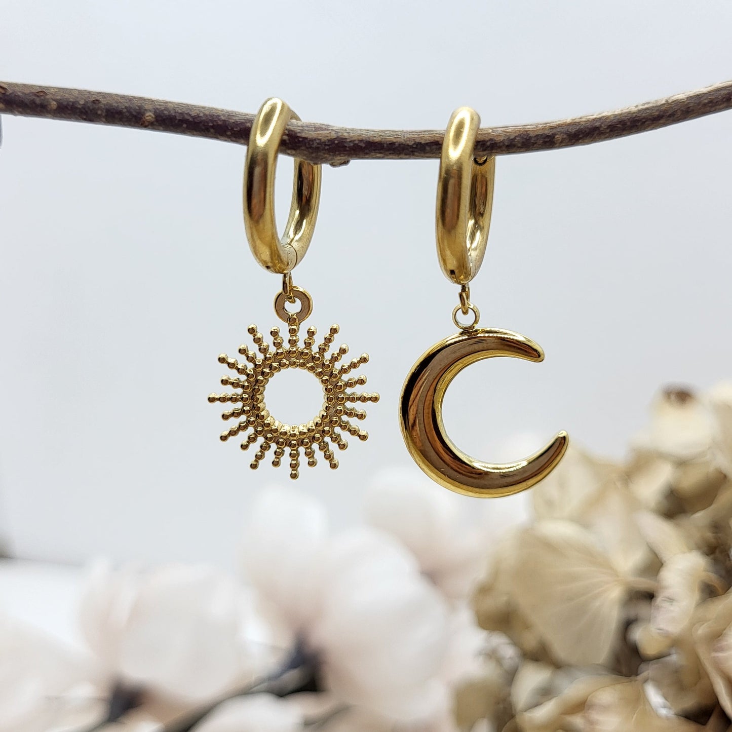 Creolen Sonne / Mond vergoldet