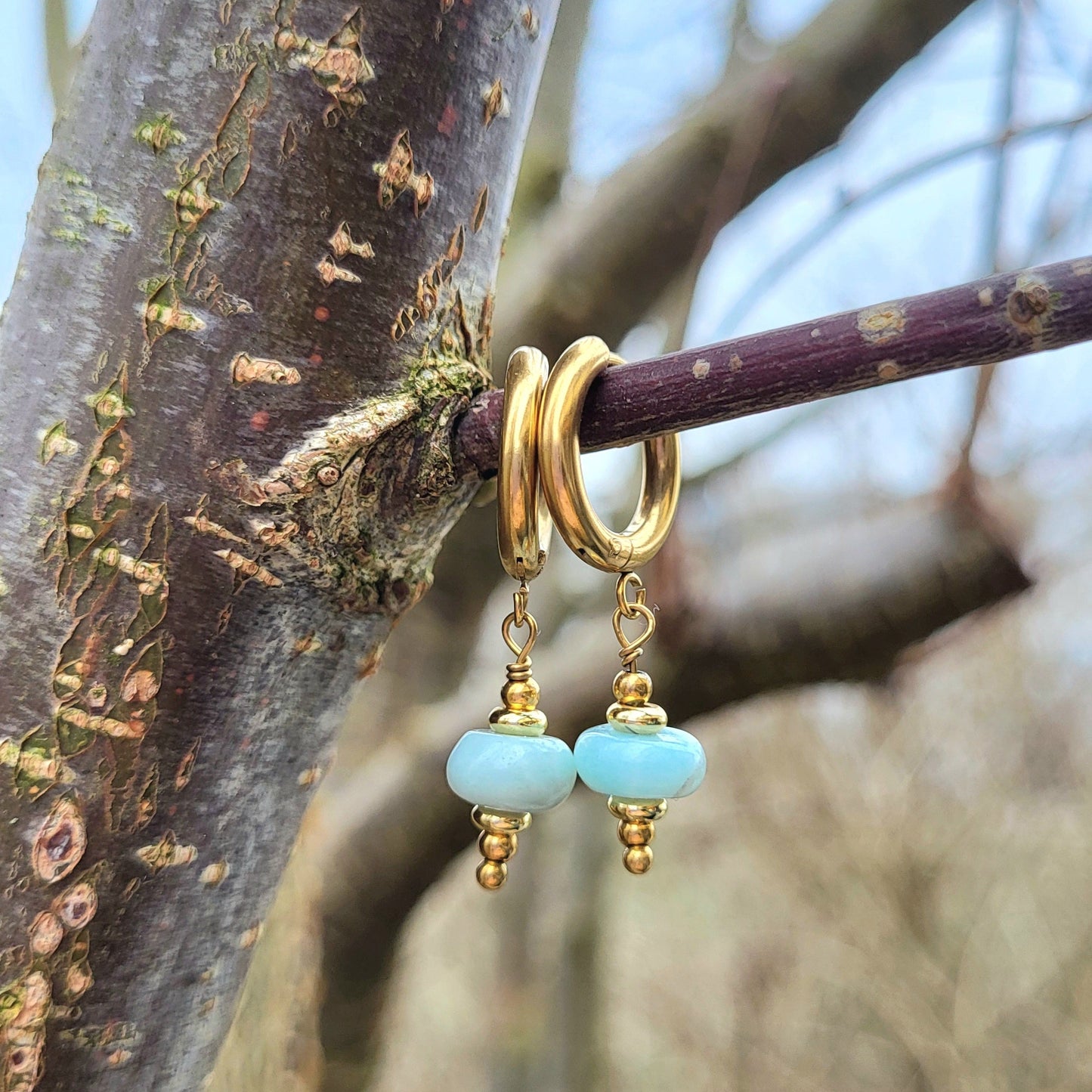 Creolen Amazonit vergoldet