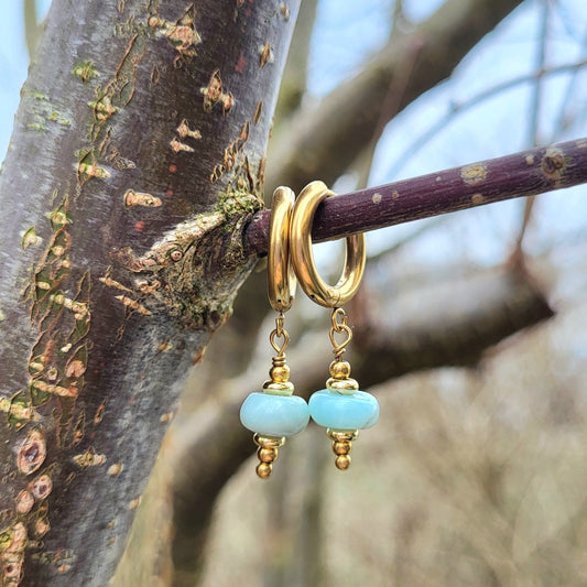 Creolen Amazonit vergoldet