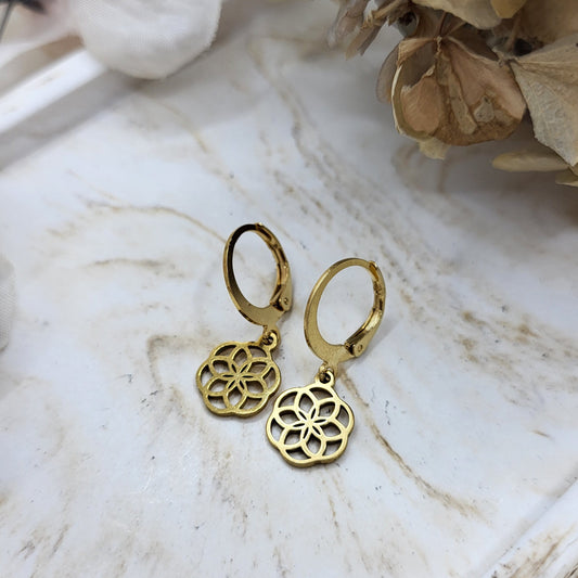 Creolen Blume des Lebens vergoldet