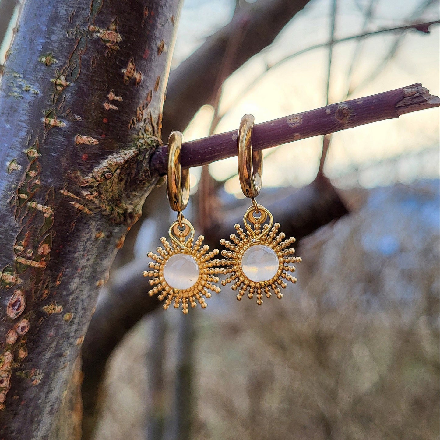 Creolen Selenit vergoldet