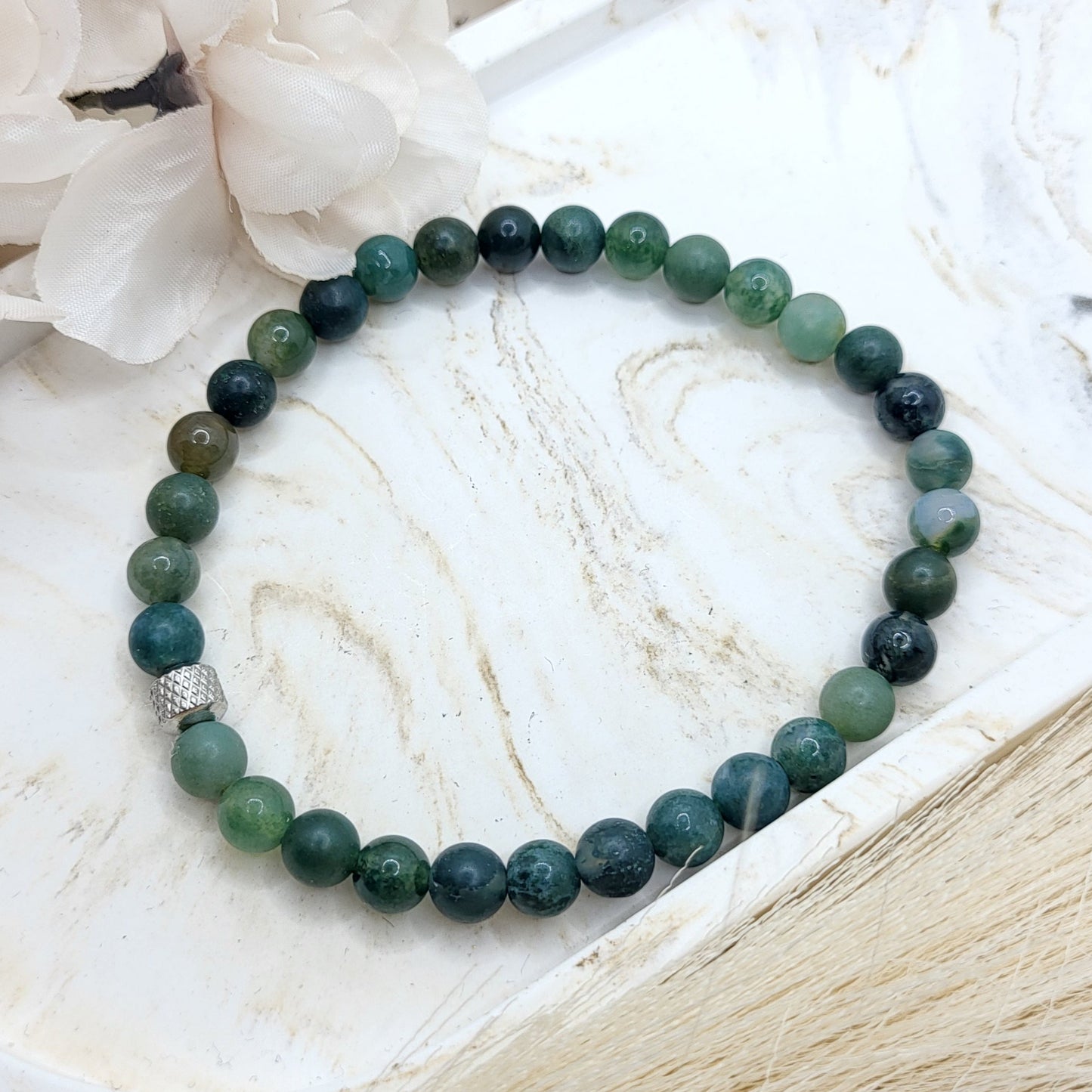 Herrenarmband Moosachat (6mm)