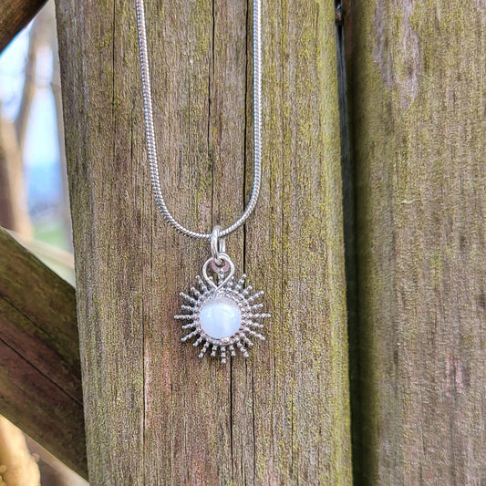 Halskette Selenit / Sonne