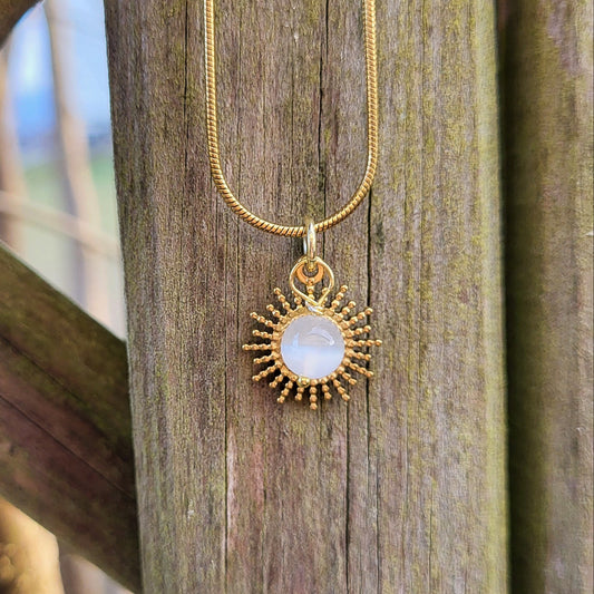 Halskette Selenit / Sonne vergoldet