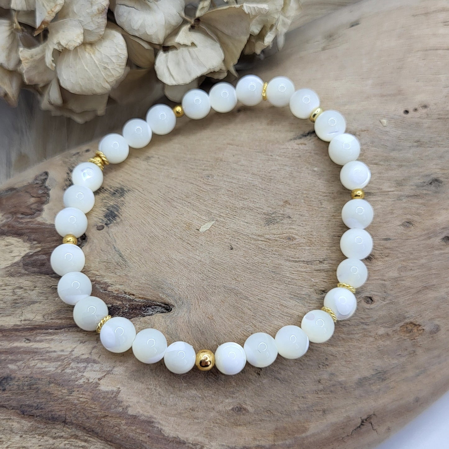 Armband Perlmutt (6mm) vergoldet