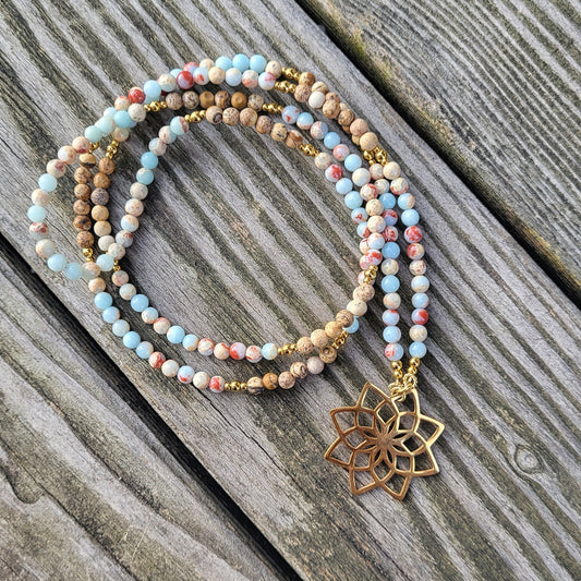 Lange Halskette Jaspis vergoldet