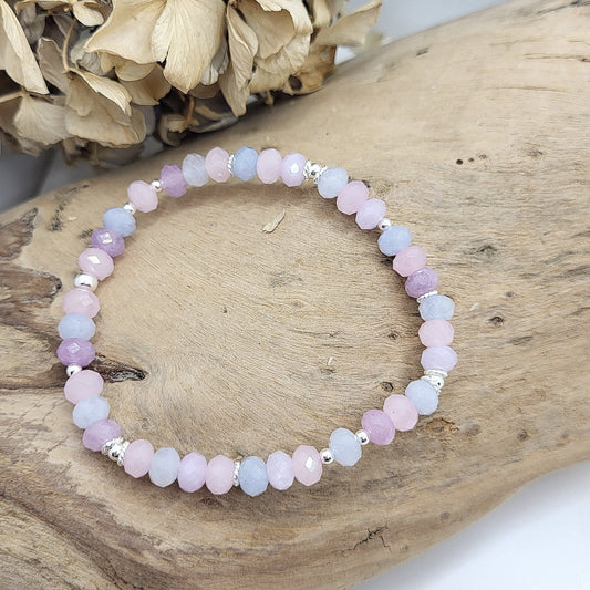 Armband Aquamarin/ Amethyst / Rosenquarz (6mm)Gr.S