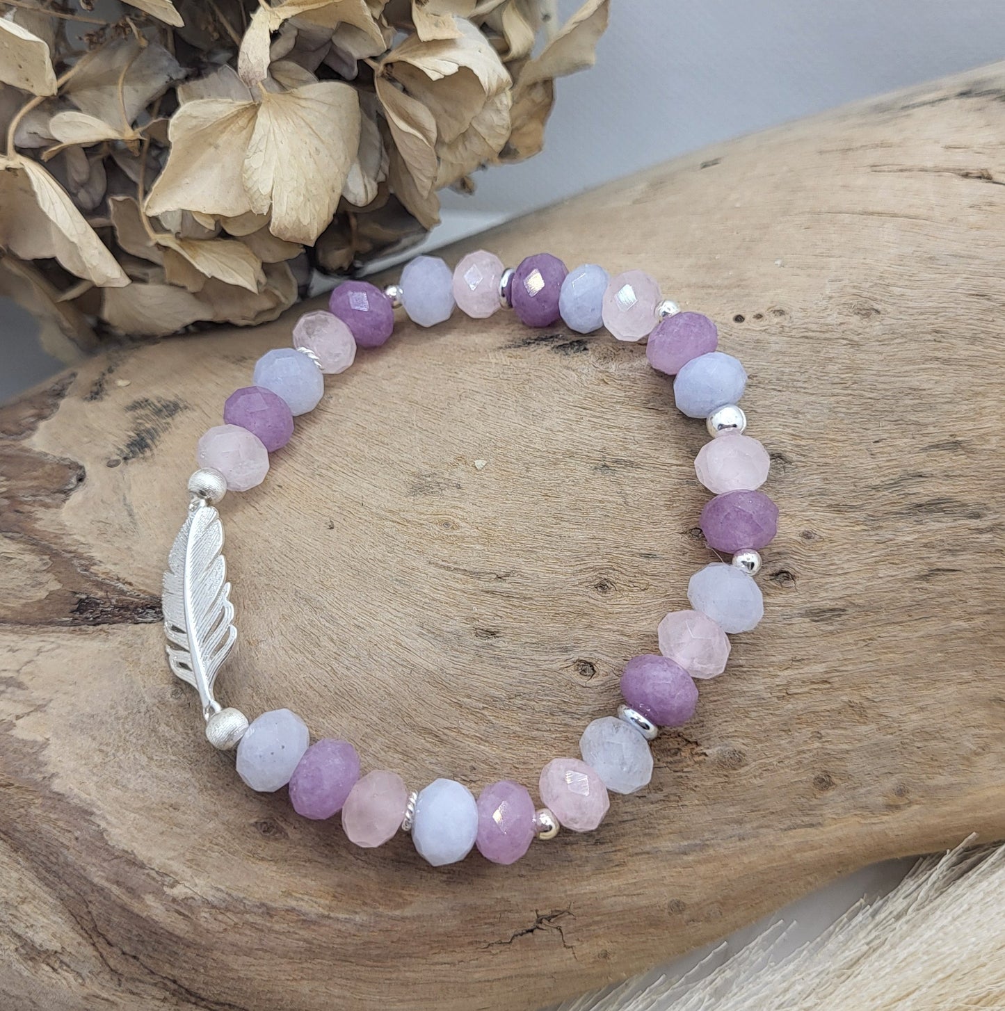 Armband Aquamarin/ Amethyst/ Rosenquarz (8mm) Gr. S