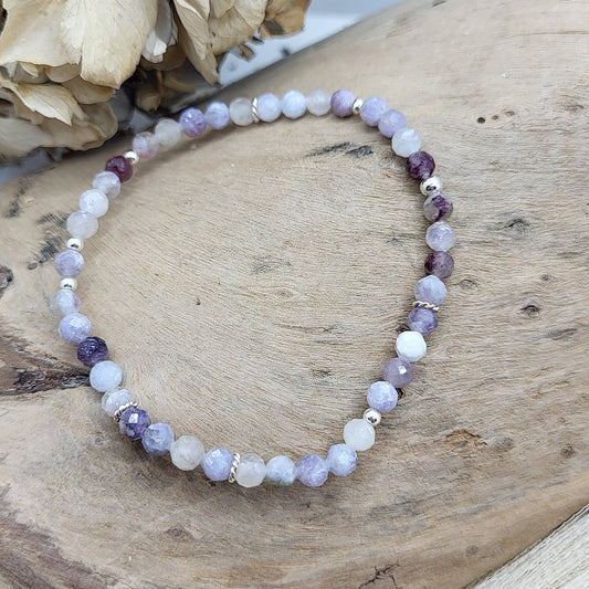 Armband Lepidolith / Turmalin (4mm)