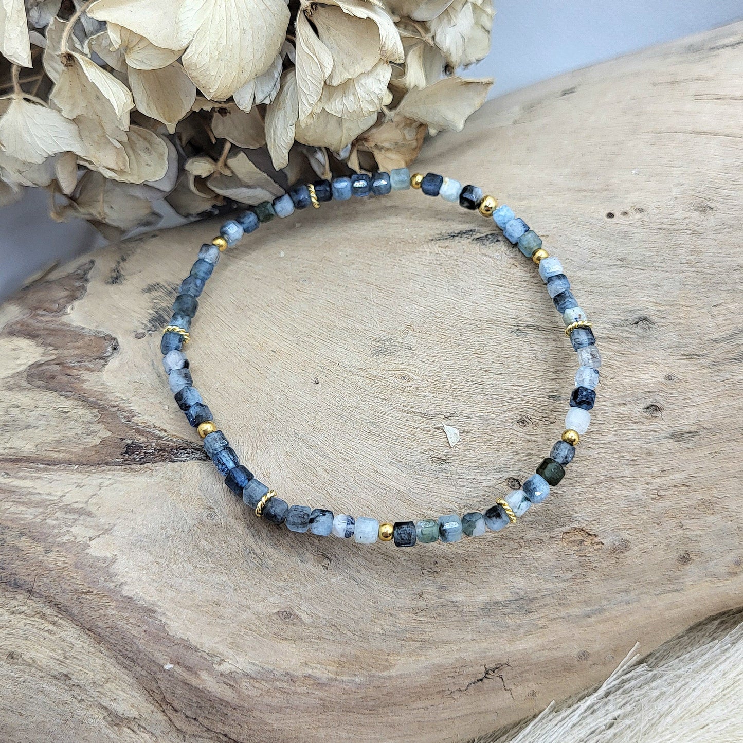 Armband Aquamarin vergoldet (3mm)