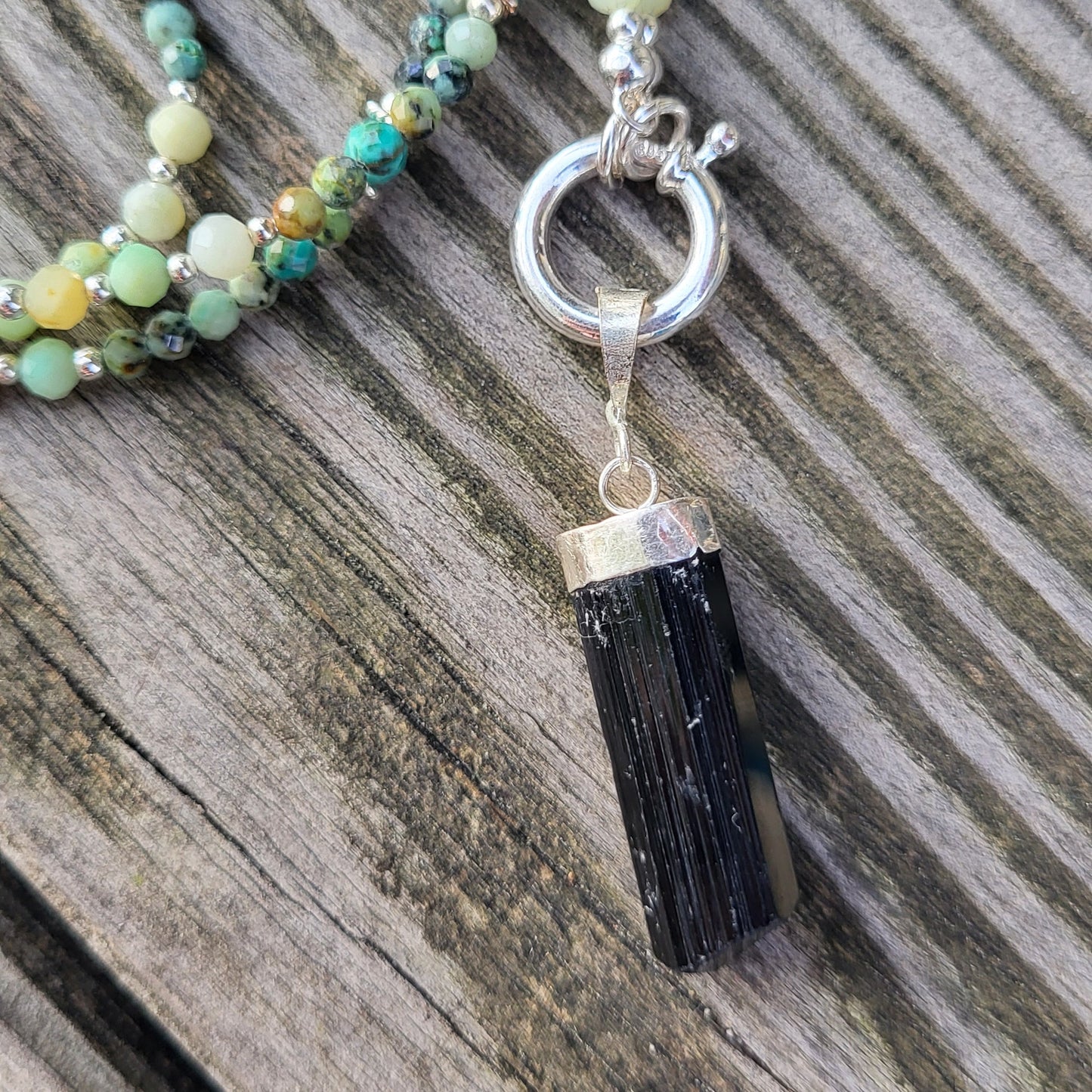 Lange Halskette Turmalin/ Türkis / Chrysopras