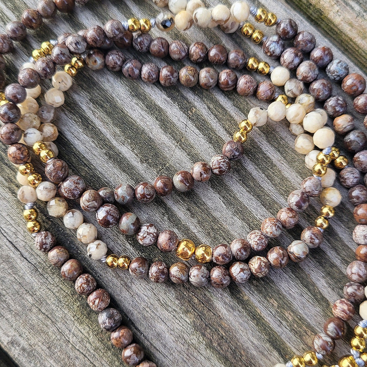 Lange Halskette Perlmutt / Jaspis