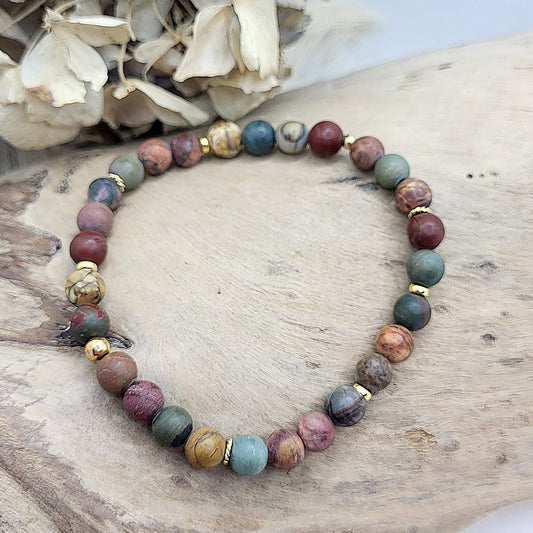 Armband Picasso Jaspis gold (6mm)