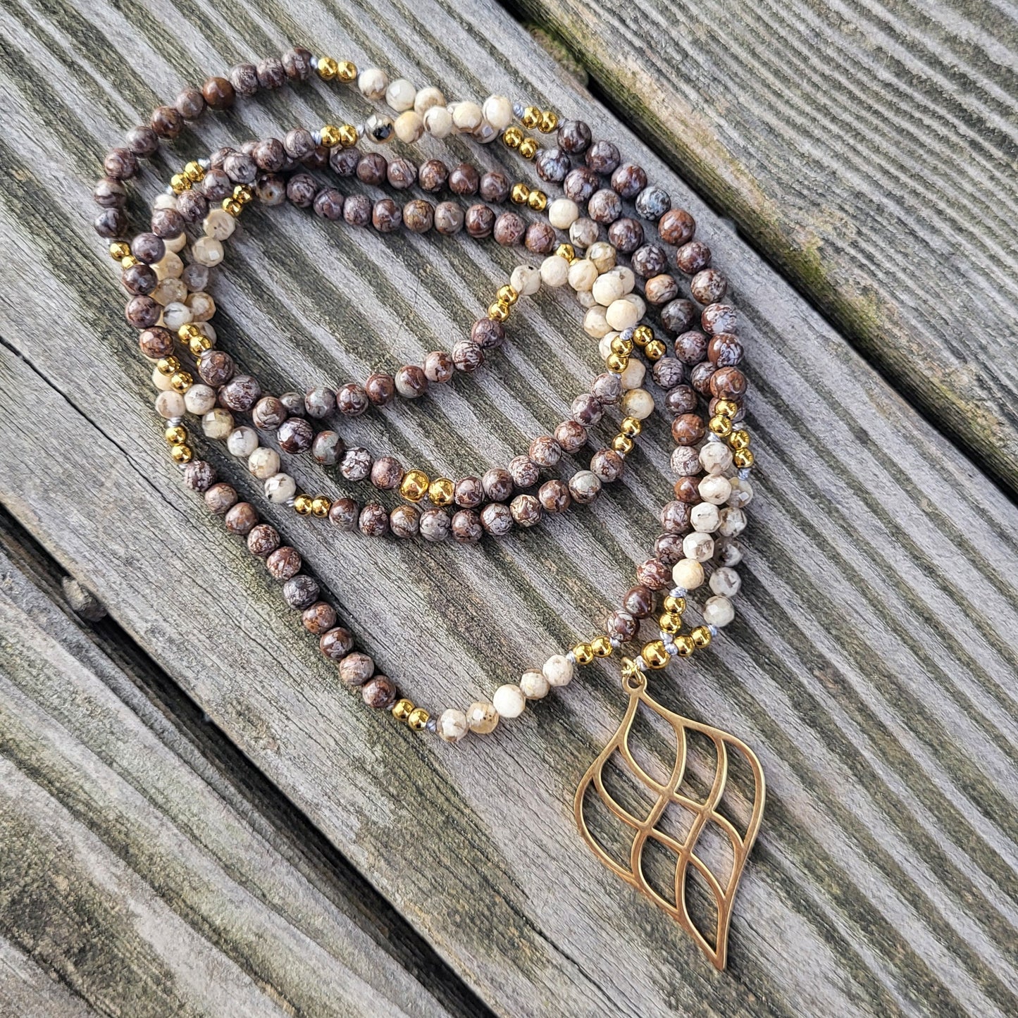 Lange Halskette Perlmutt / Jaspis