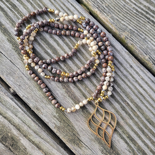 Lange Halskette Perlmutt / Jaspis