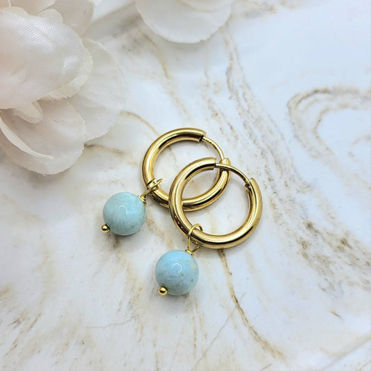 Creolen Larimar vergoldet
