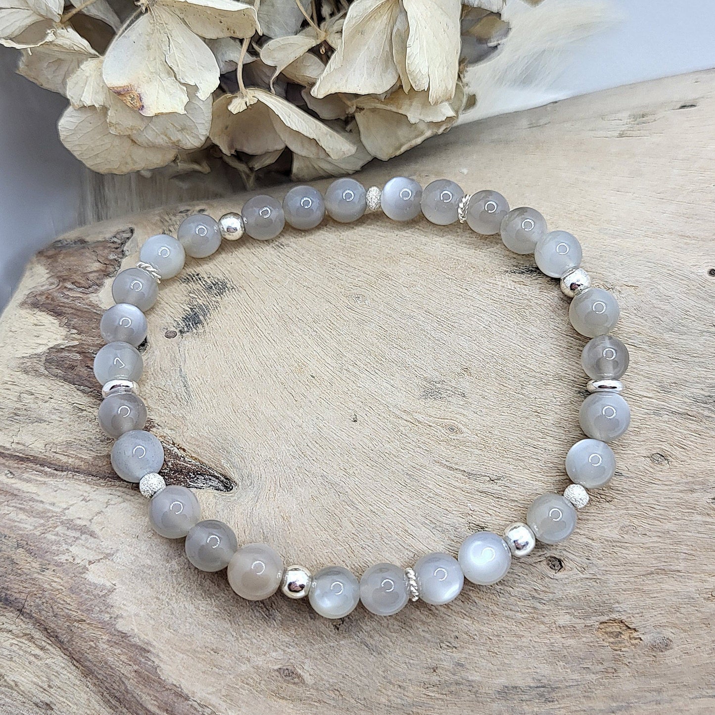 Armband Mondstein grau (6mm)
