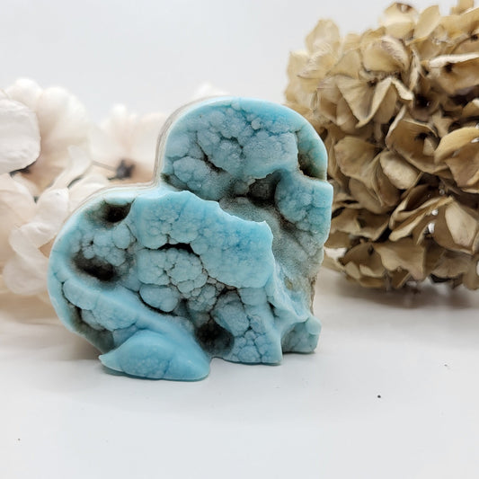 Blaues Aragonit Herz 6cm