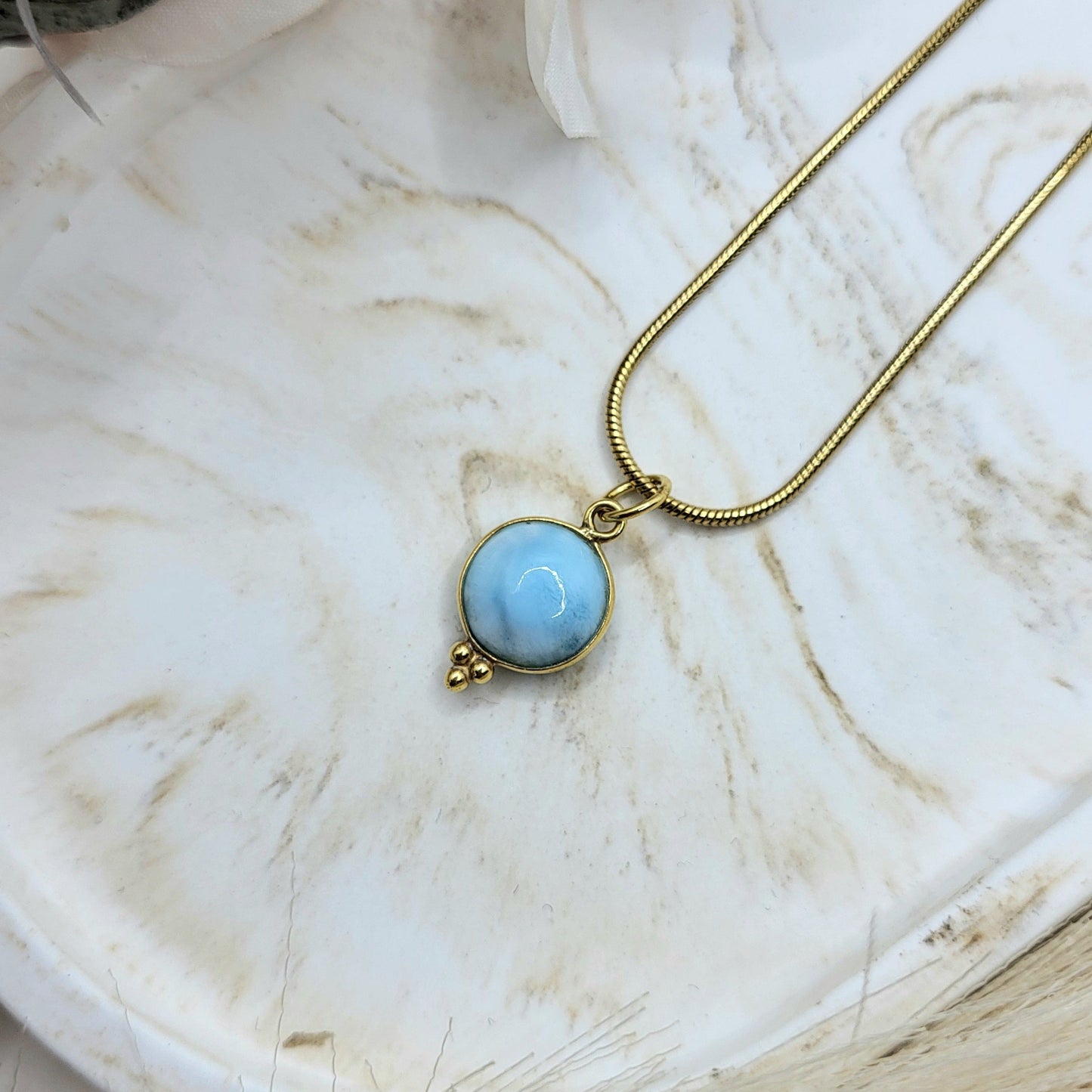 Halskette Larimar vergoldet
