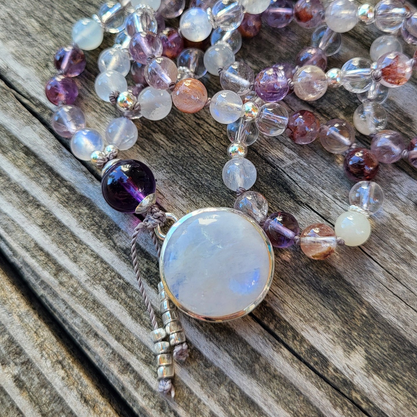 Malakette Amethyst- Quarz, Bergkristall & Mondstein